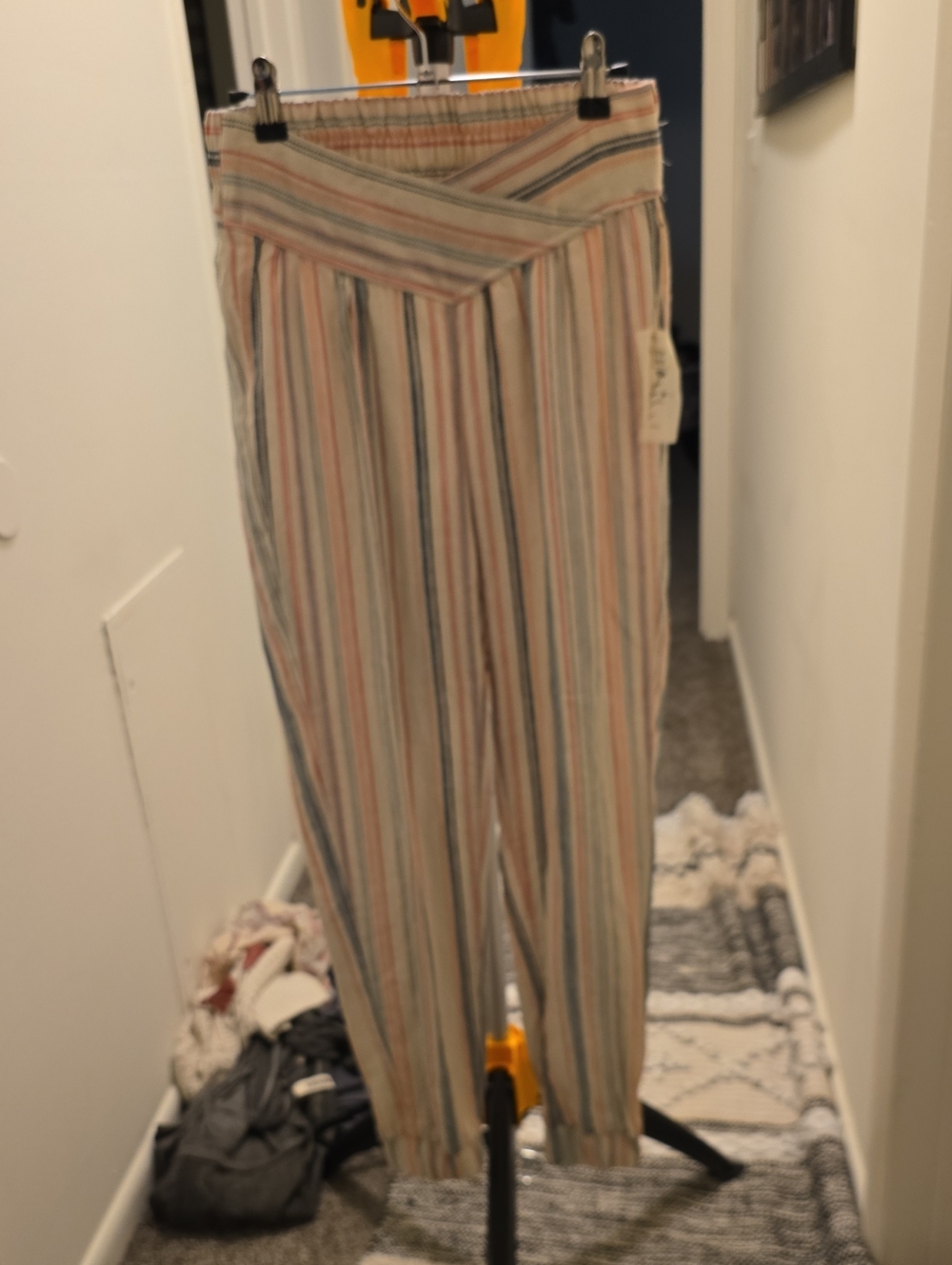 NWT Indigo Rein Pastel Stripe Crossover Waist Pull-On Pants